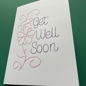 Fait main, brodé, carte de guérison, carte de voeux, vierge pour message personnel, A5, enveloppe