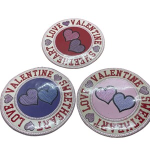 Valentines coaster, sweetheart coaster, embroidered coaster, gifts for valentines, gift for new home, gift for lovers, various heart colours