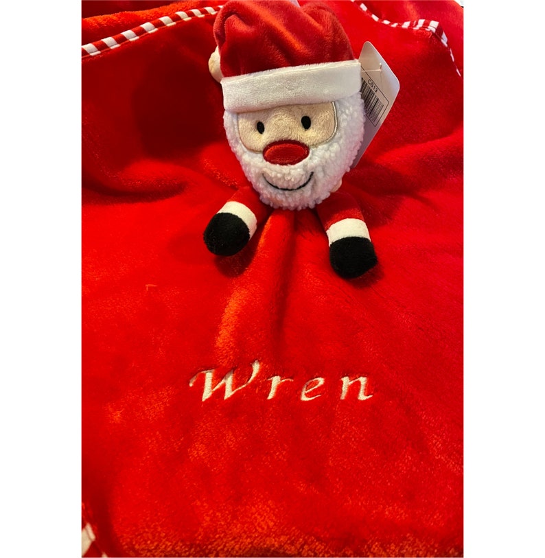 Personalised and embroidered santa or reindeer, soft micro fleece baby comforter, baby blanket, Christmas comforter, newborn gift, baby gift image 7