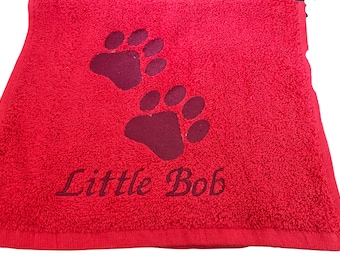 Embroidered and Personalised, Small Dog Paw Towel, Paw Drying Towel, Pet Towel, various colours, 100% cotton towel, dog lovers gift,