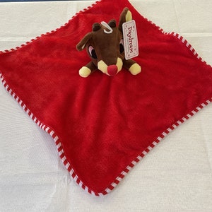 Personalised and embroidered santa or reindeer, soft micro fleece baby comforter, baby blanket, Christmas comforter, newborn gift, baby gift Reindeer