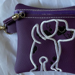 Small Embroidered Zipped Vinyl Pouch, Coin Purse, For her, For Dog lovers, Stocking Filler, Various Colours and Designs