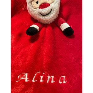 Personalised and embroidered santa or reindeer, soft micro fleece baby comforter, baby blanket, Christmas comforter, newborn gift, baby gift image 4