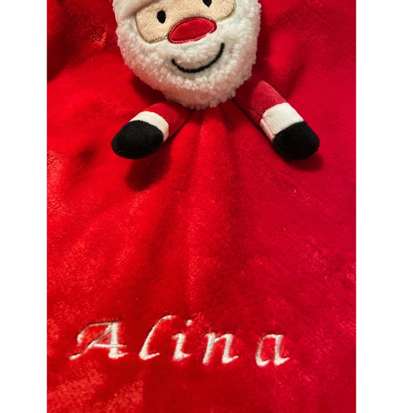 Personalised and embroidered santa or reindeer, soft micro fleece baby comforter, baby blanket, Christmas comforter, newborn gift, baby gift image 4