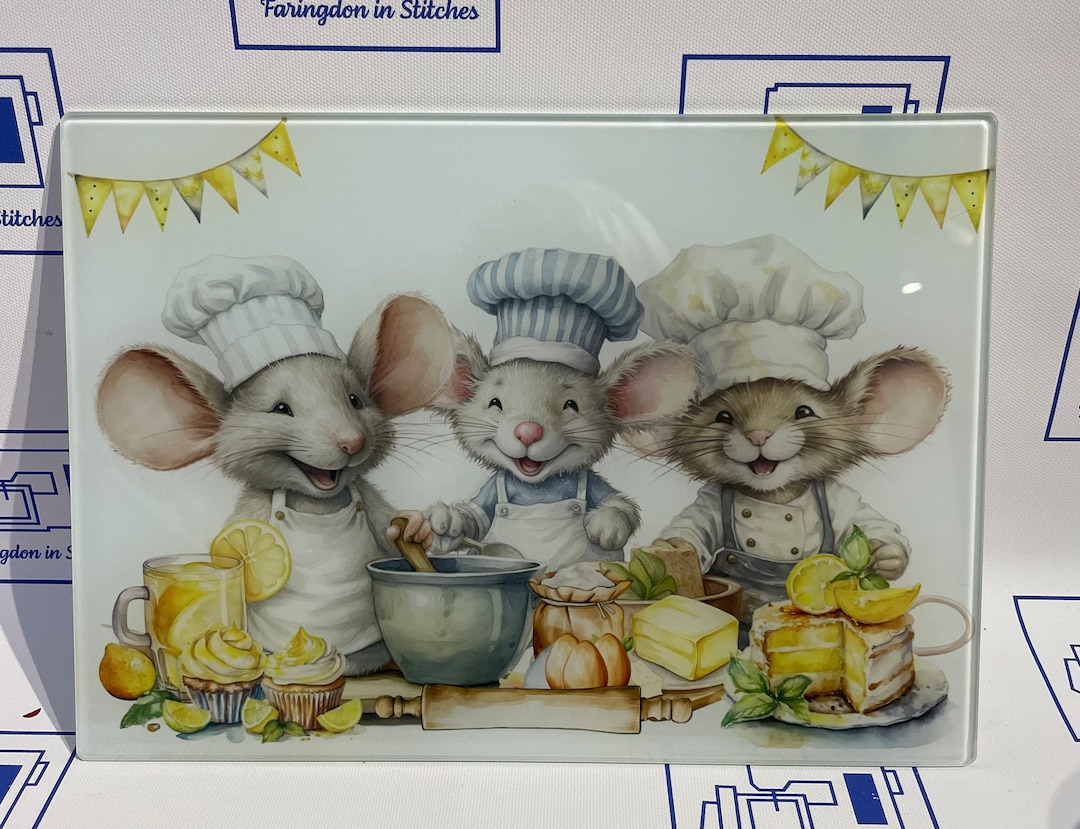 Cute Mouse Chefs Glass Worktop Saver, Mice Chefs Chopping Board, Mice ...