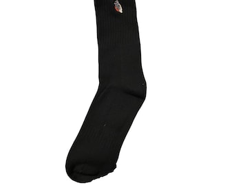 Men's Black Socks with Embroidered Kingfisher, Gift for men, Father's day gift, Embroidered socks, letterbox gift, men's socks, black socks