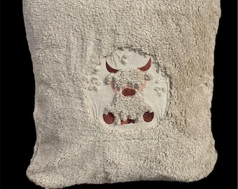 Embroidered Embossed Highland Cow Cushion, soft teddy bear fur embroidered cushion, highland cow cushion, gift for highland cow lovers