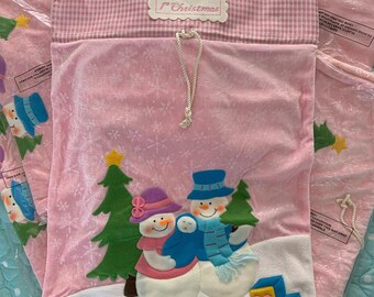 Babies first Christmas sack, pink Christmas sack, baby girl 1st Christmas, gift for babies first Christmas, gift for baby girl, pink stockin