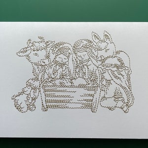 Tarjetas navideñas bordadas a mano, con sobre, tamaño A5, en blanco para escribir tu propio mensaje.