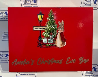 Personalised Christmas Eve Box, magnetic red christmas eve box, personalised xmas eve box, gift for kids, candy lane christmas eve box,