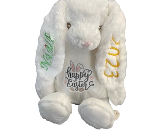 Easter Bunny Plush, Embroidered and personalised bunny, personalised soft toy, easter gift, gift for women, gift for kids, gifts for babies