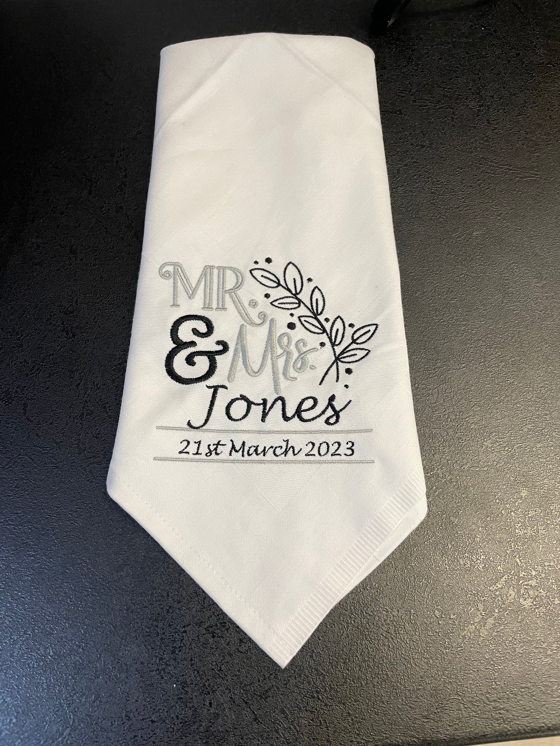 Embroidered White Wedding Napkins, 100% Cotton White Napkins ...