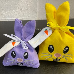 Personalised and Embroidered Easter Bunny gift bag in two sizes, bunny bag, easter bag, easter bunny bag, personalised bag, easter egg bag
