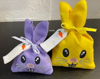 Personalised and Embroidered Easter Bunny gift bag in two sizes, bunny bag, easter bag, easter bunny bag, personalised bag, easter egg bag