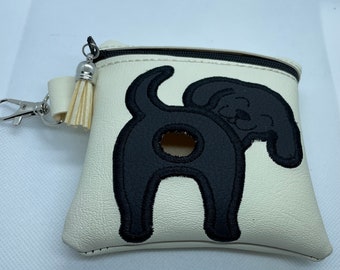 Applique, Vinyl, Leatherette, Handmade, Embroidered Doggy Poo Bag Pouch, Dispenser, Bag Various Colours and Designs