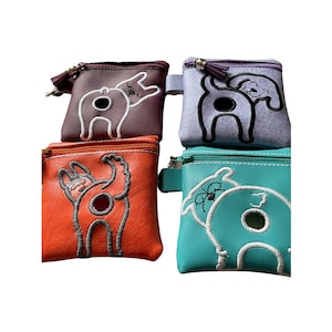 Vinyl, Kunstleder, Handgefertigt, Bestickter Doggy Poo Beutel Beutel, Spender, Tasche Verschiedene Farben und Designs, für Hundeliebhaber, für Hundebesitzer