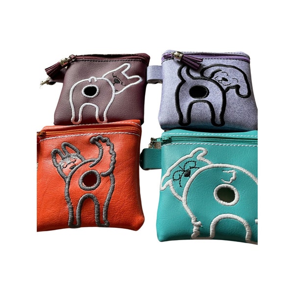 Pochette de sac pour chien caca brodée et faite main en vinyle, distributeur, sac de différentes couleurs et modèles, pour les amoureux des chiens, pour les propriétaires de chiens