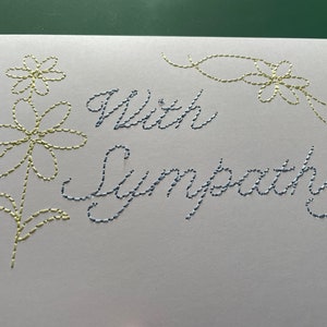 Carte de sympathie brodée, A5, avec enveloppe, faite main, vierge pour un message personnel
