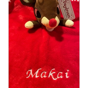 Personalised and embroidered santa or reindeer, soft micro fleece baby comforter, baby blanket, Christmas comforter, newborn gift, baby gift image 8