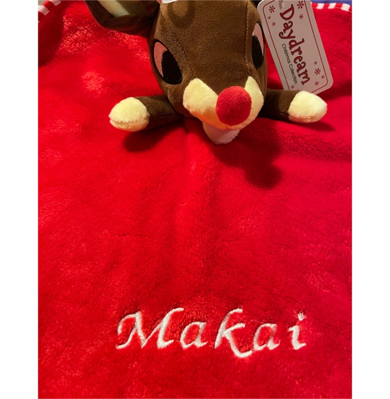Personalised and embroidered santa or reindeer, soft micro fleece baby comforter, baby blanket, Christmas comforter, newborn gift, baby gift image 8