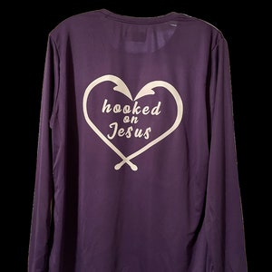 Hooked on Jesus Custom Made 44+ UPF Performance Ladies Fishing Shirt no exchange or refund make sure of correct sizing
