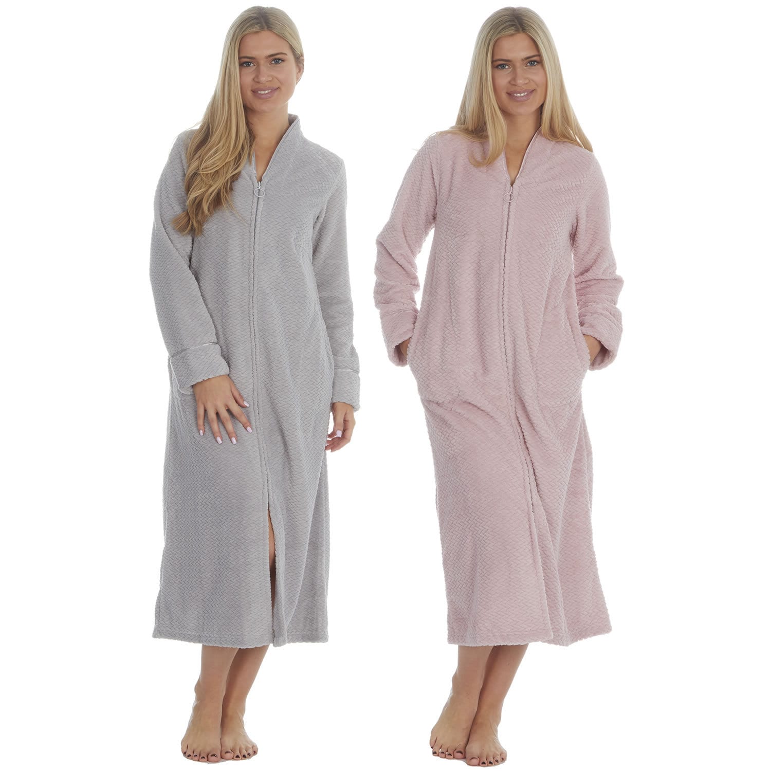 INSIGNIA Ladies Zip Tradional Dressing Gown Pink Zip Up 1214   Amazoncouk Fashion