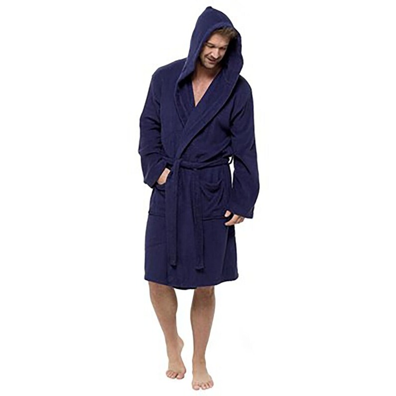 Mens Luxury Hooded Towelling Bath Robe Dressing Gown 100 Etsy