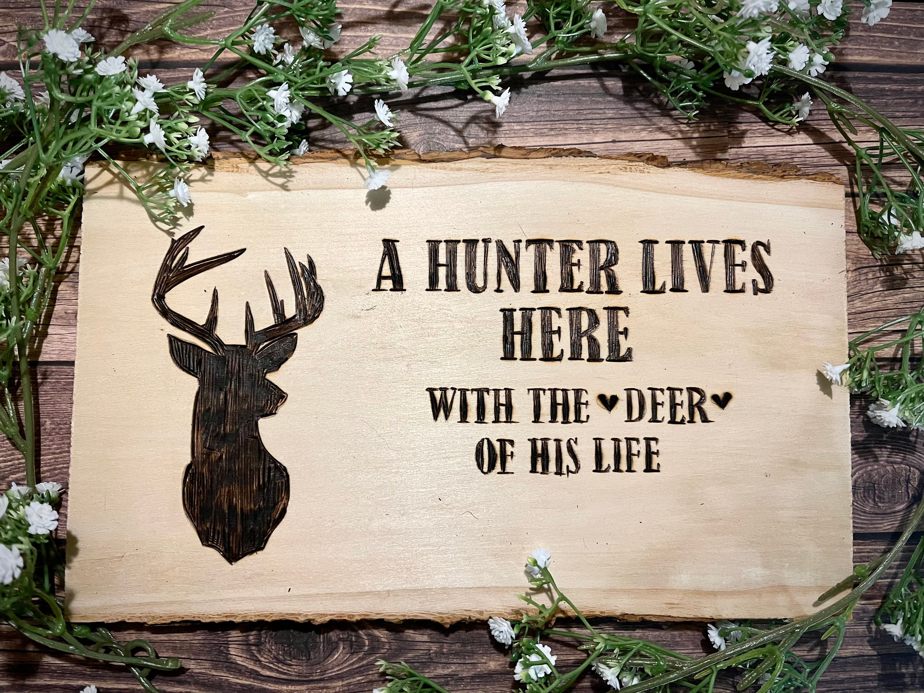 Deer Hunter Wood Sign / Woodburning Decor Hunting Decor | Etsy