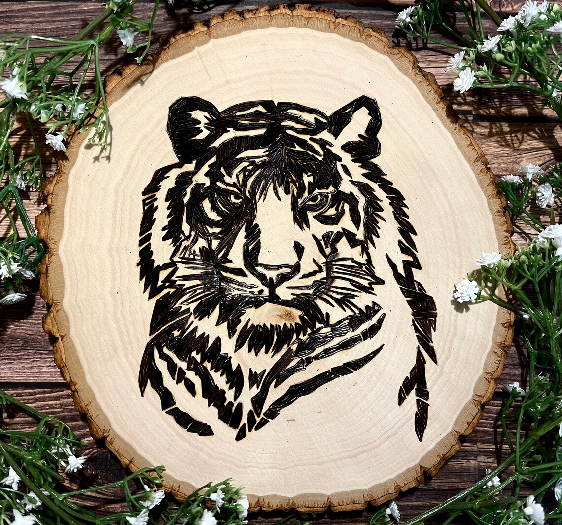 Tiger Wood Burning Tiger Art Animal Decor Safari Decor Etsy