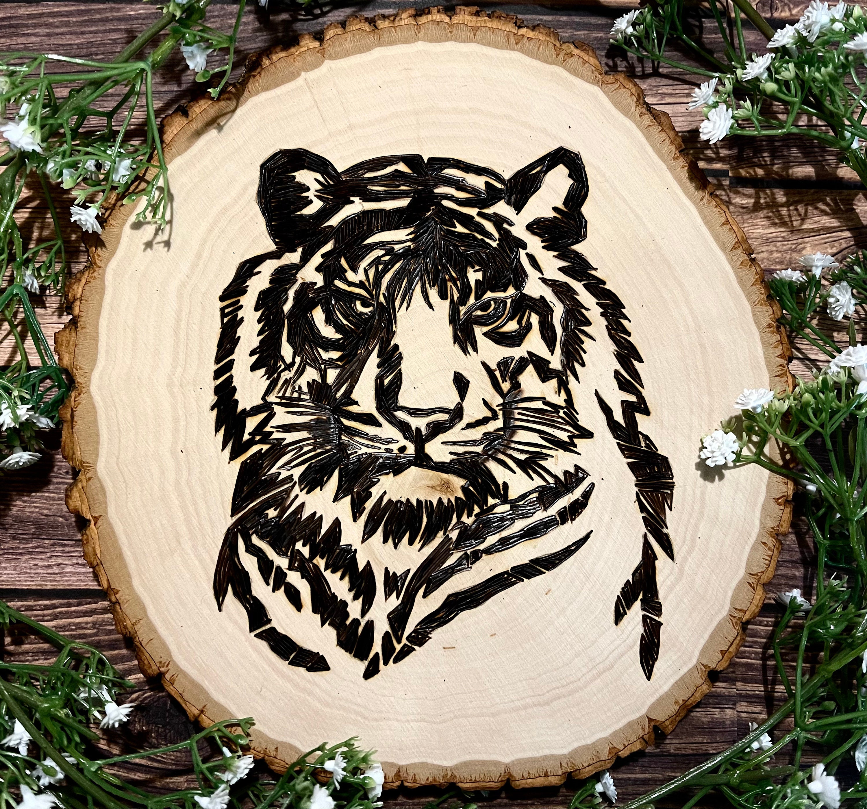 Tiger Wood Burning Tiger Art Animal Decor Safari Decor Etsy