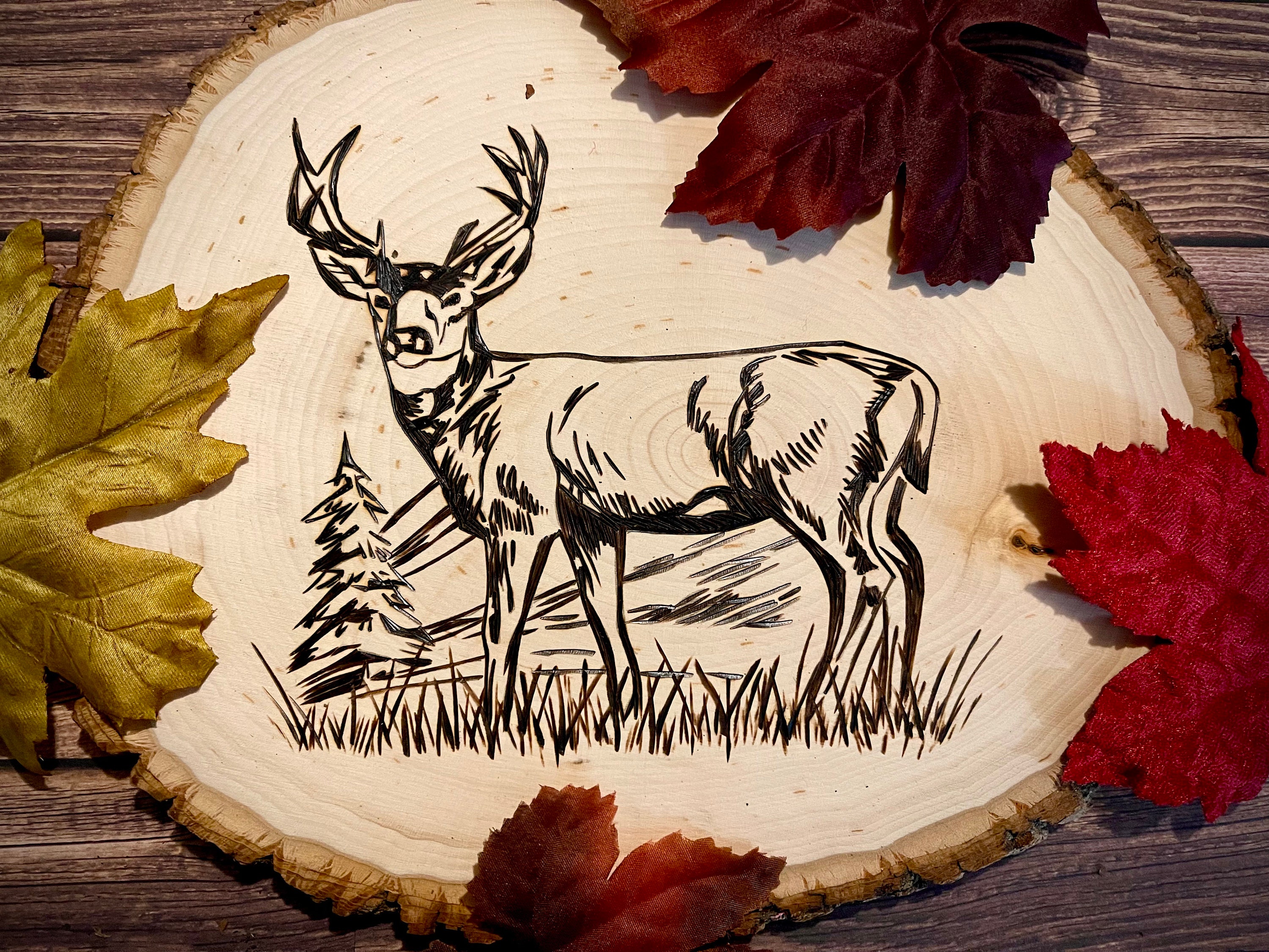 Deer Woodburning Rustic Decor Lodge Decor Hunting Decor Deer Etsy