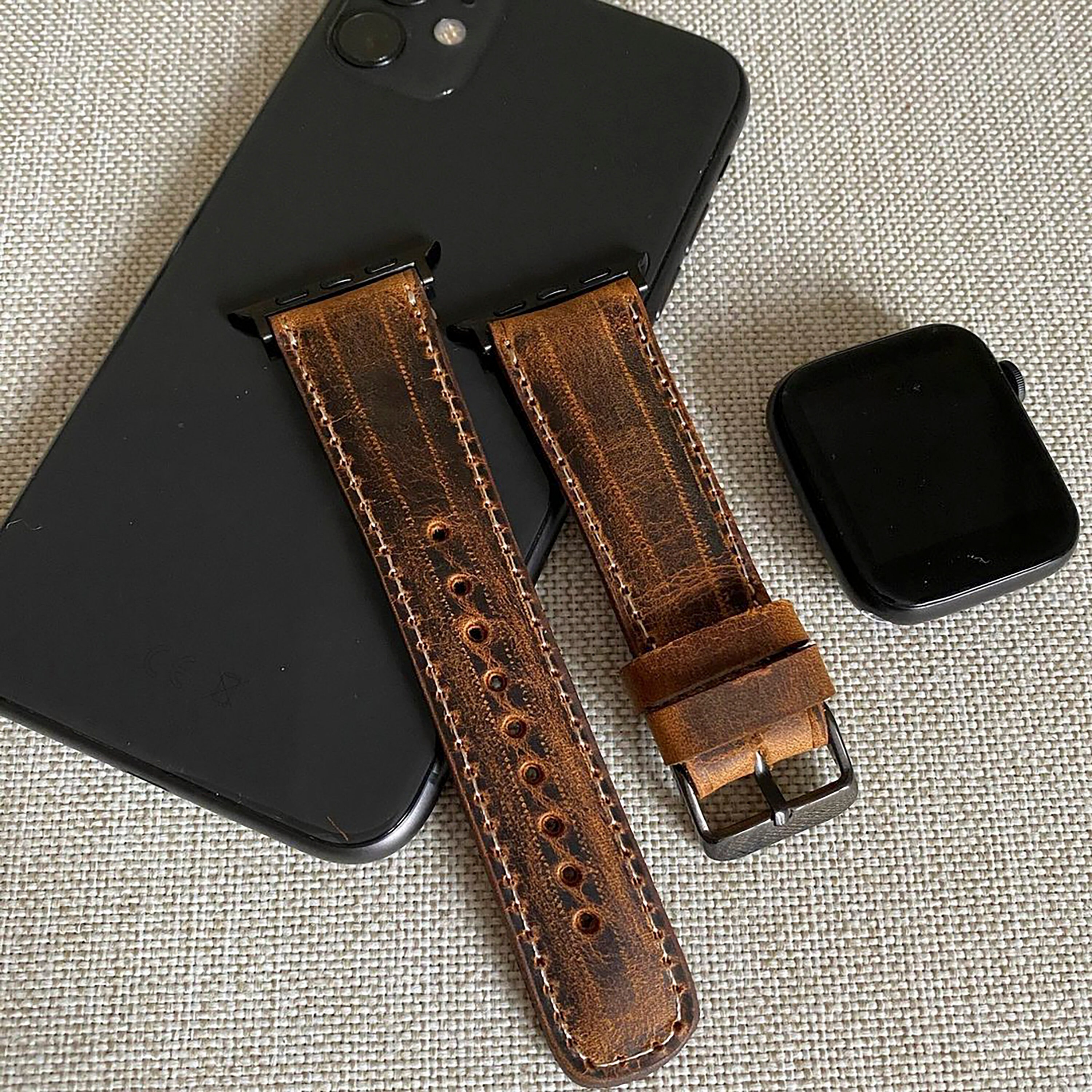 Leather Handmade Apple Watch Strap Genuine Leather iwatch Etsy
