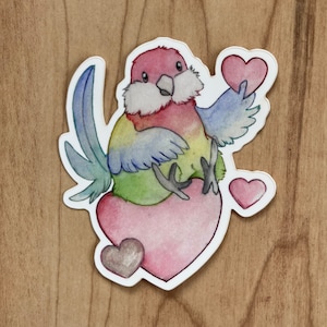 Sticker Rosella de l'Est et coeurs