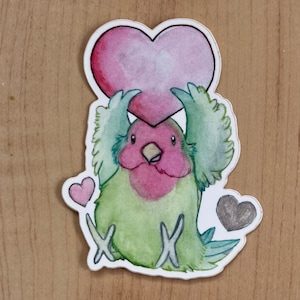 Sticker tourterelle visage pêche et coeurs