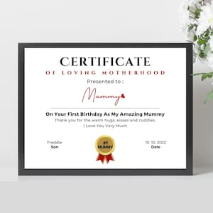 Erster Geburtstag als Mama Personalisiertes Geschenk für Mama 1. Geburtstag, Urkunde der Mutterschaft Mama Geschenk, Mama 1. Geburtstag, Geschenk für Mama