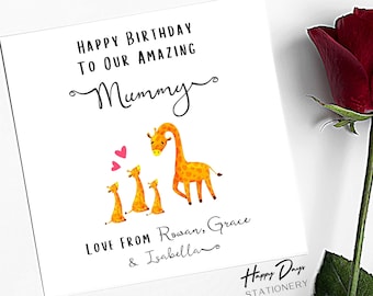 Birthday Card for Mummy Happy Birthday To Our Mummy, Mummy Birthday Card, Card for Mummy From Daughters/Sons/Children, Happy Birthday Mummy
