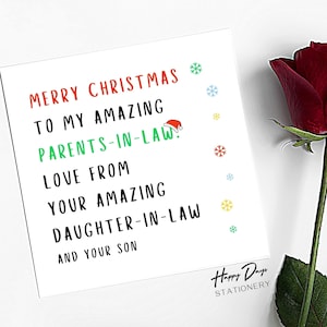 Carte de Noël pour beaux-parents, carte de Noël pour beaux-parents, carte de Noël amusante, belle-mère et beau-père, carte de Noël pour beaux-parents