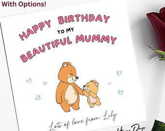 Birthday Card for Mummy Mama Bear Mummy Birthday Card, Birthday Card from Son, From Daughter, From Children, Card for Mummy, Birthday, MUMMY