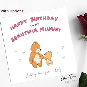 Cartão de aniversário para mamãe, urso, mamãe, cartão de aniversário, cartão de aniversário do filho, da filha, das crianças, cartão para mamãe, aniversário, mamãe