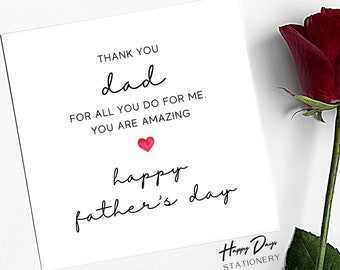 Father's Day Card Dad Thank You Dad Father's Day Card For Dad, Fathers Day Card, Dad, Father's Day Card for Dad