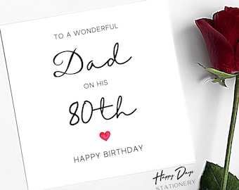 Dad Birthday Card Wonderful Dad 80th Birthday Card for Dad, 80th Birthday Card for Dad, Birthday Card for Dad, 80th Birthday Card, 80, 80th