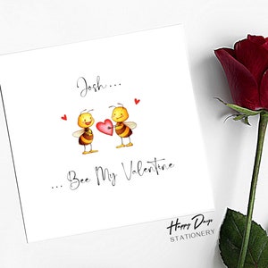 Valentijnsdag kaart gepersonaliseerde Bee Valentijnskaart voor man vrouw verloofde verloofde vriend vriendin, Valentijnsdag kaarten, VALENTIJNSDAG