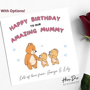 Carte d'anniversaire maman maman ours carte d'anniversaire pour maman, carte d'anniversaire d'enfants, de fils, de fille, carte pour maman, anniversaire, maman