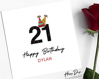 Tarjeta de cumpleaños número 21. Tarjeta de cumpleaños número 21 para hombre o mujer, tarjeta de cumpleaños número 21 para ella o él, 21 años, 21, 21, tarjeta de cumpleaños número 21.
