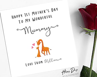 First Mothers Day Card Wonderful Mummy 1st Mother's Day Card, Happy First Mother's Day Mummy, 1st Mother's Day Card 2022