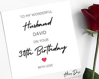 Husband Birthday Card Wonderful Husband Birthday Card, 30th Birthday Card for Husband, Husband 30th Birthday Card, 30 Year Old, 30, 30th