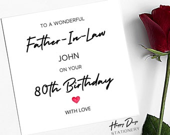 Father-In-Law Birthday Card 80th Birthday Card for Father-In-law, Father Inlaw Birthday Card, 80th Birthday Card, 80 Year Old, 80