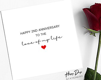 2ème anniversaire de mariage carte amour 2ème carte d'anniversaire, carte d'anniversaire de 2 ans, 2ème anniversaire, anniversaire de 2 ans