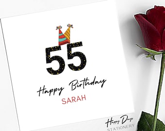 Tarjeta de cumpleaños número 55 para hombre o mujer, tarjeta de cumpleaños número 55 para ella, tarjeta de cumpleaños número 55 para él, 55, 55, tarjeta de cumpleaños número 55