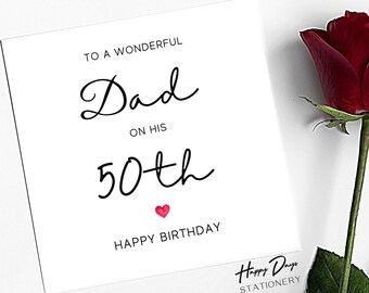 Dad 50th Birthday Card Wonderful Dad 50th Birthday, 50th Birthday Card for Dad, Birthday Card for Dad, 50th Birthday Card, 50, 50th